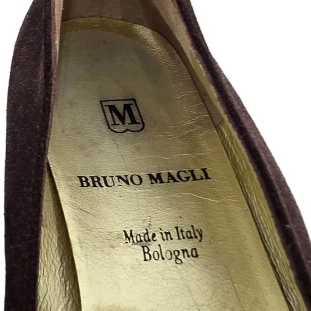 Bruno Magli Italy Womens 6.5AA Brown Suede Leather Dress Shoes Horsebit Loafers - Picture 12 of 12